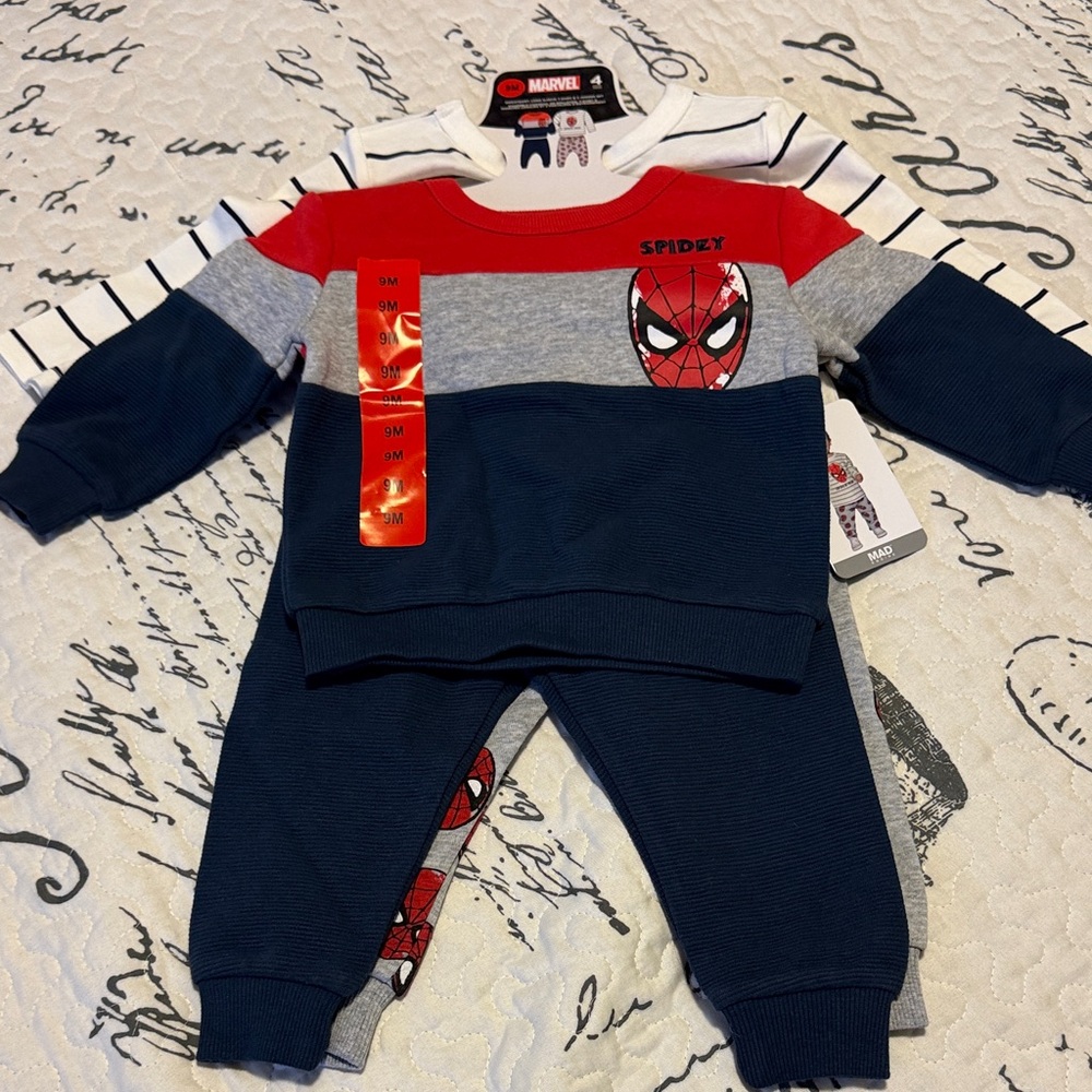 Marvel Toddler Spider-Man Crewneck Set in Red, Gray & Navy